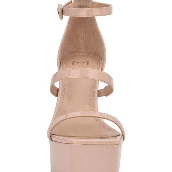 Marc Fisher Women Retro Chunky Platform Sandal Party Blush Beige Heels Size 7 - Picture 5 of 6